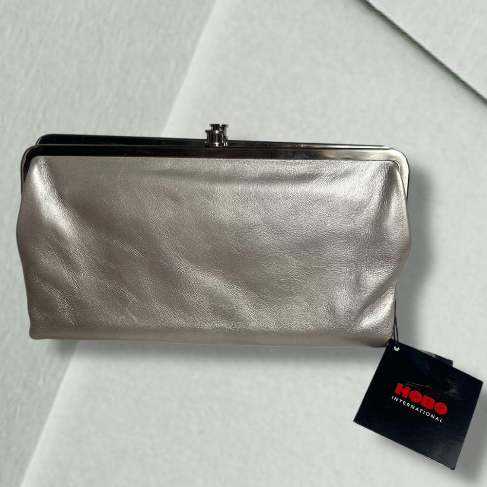 HOBO Metallic Gray Clutch Lauren style